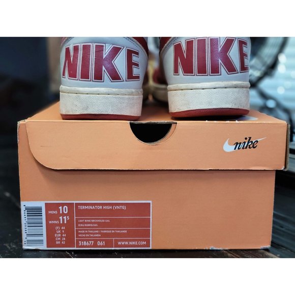 2007 Nike Terminator High Vintage Bone/Red Dunk HI Shoes 318677-061 Men 10 - Picture 8 of 9